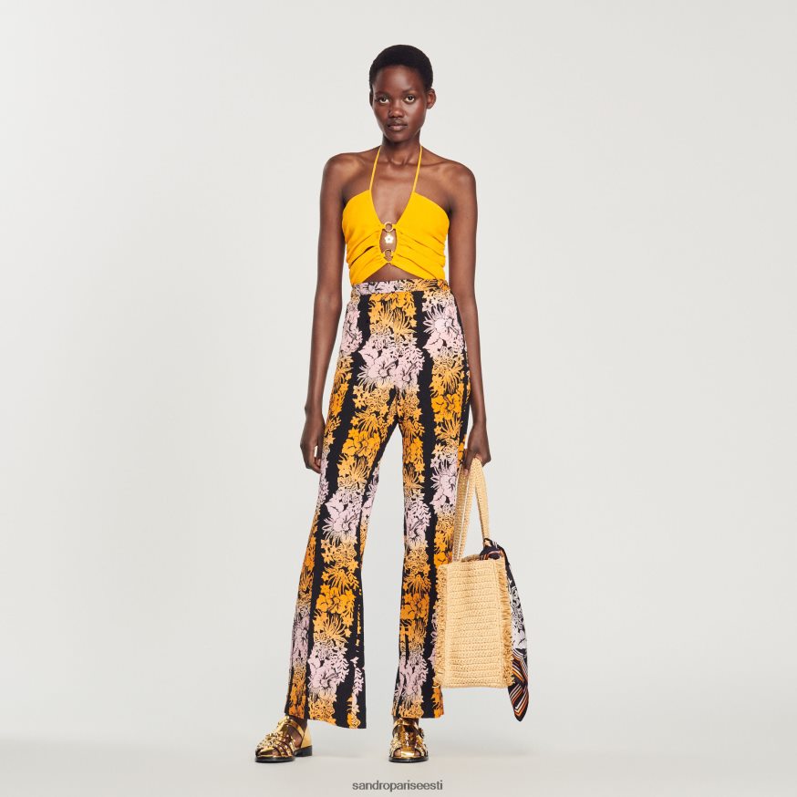 Sandro Paris kehakate naised lahtised hawaii mustriga püksid BN4RF273 must