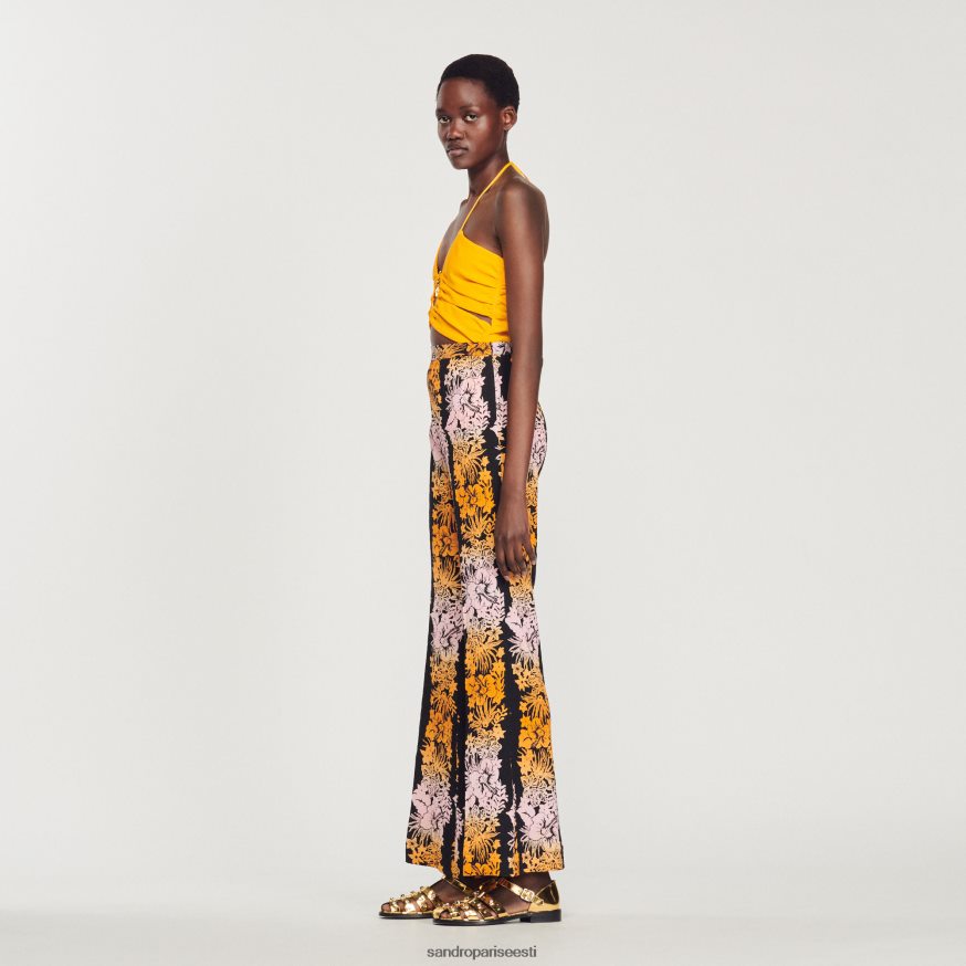 Sandro Paris kehakate naised lahtised hawaii mustriga püksid BN4RF273 must