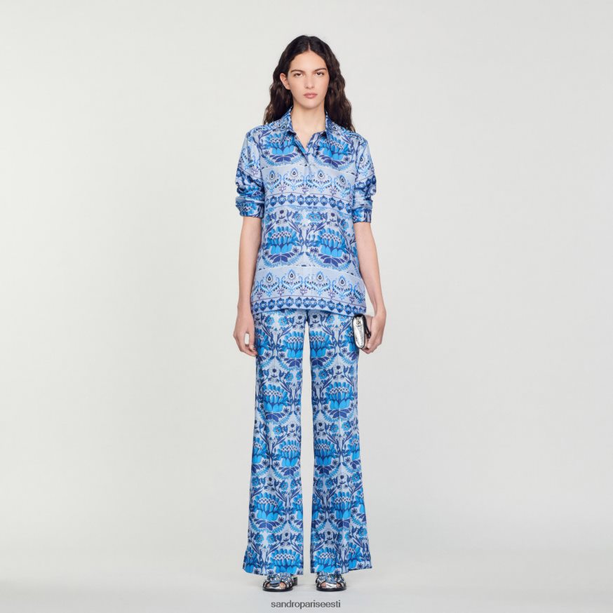 Sandro Paris kehakate naised lahtised sallimustriga püksid BN4RF215 sinine