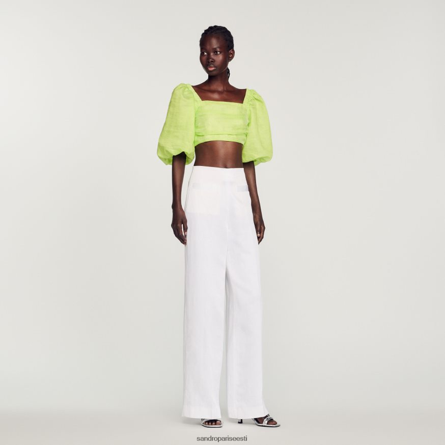 Sandro Paris kehakate naised laia säärega püksid BN4RF181 valge