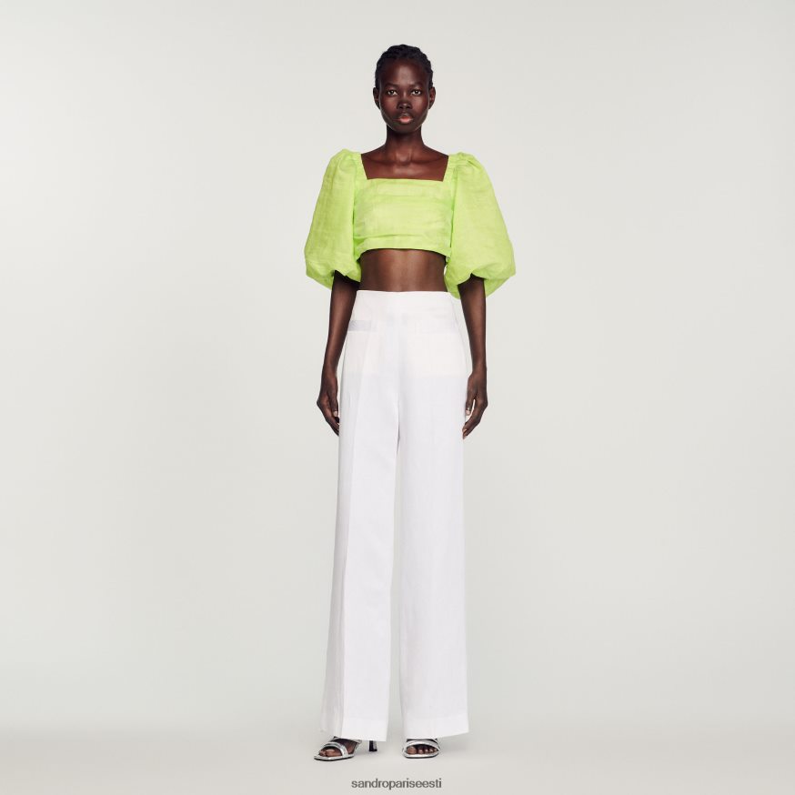 Sandro Paris kehakate naised laia säärega püksid BN4RF181 valge