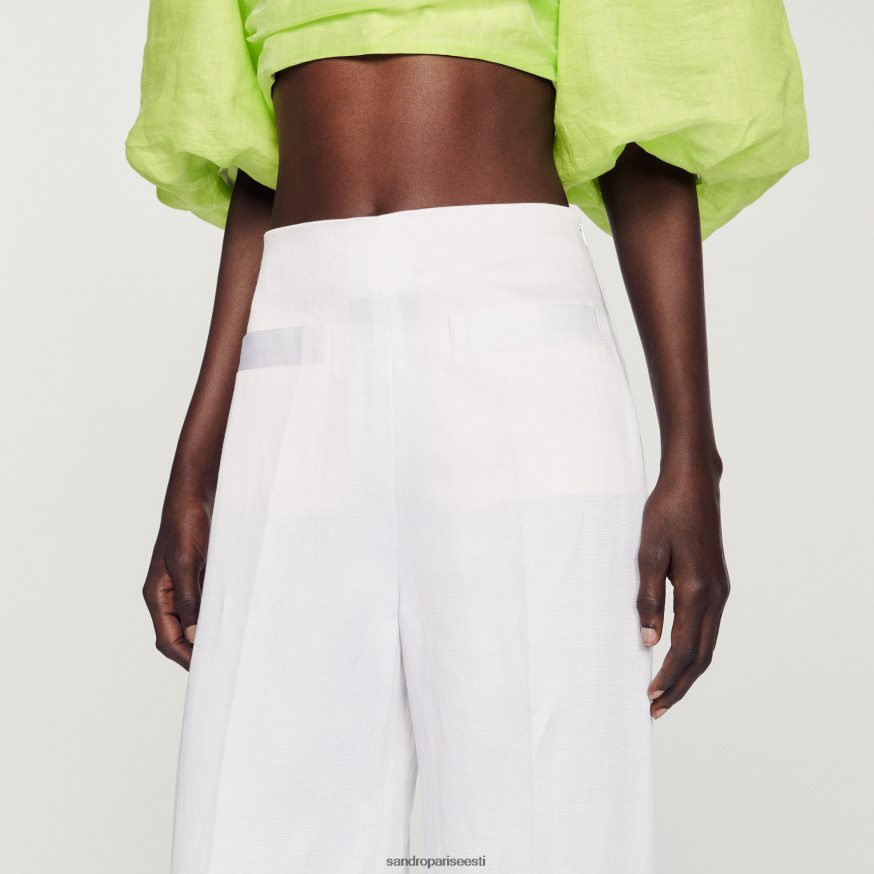 Sandro Paris kehakate naised laia säärega püksid BN4RF181 valge