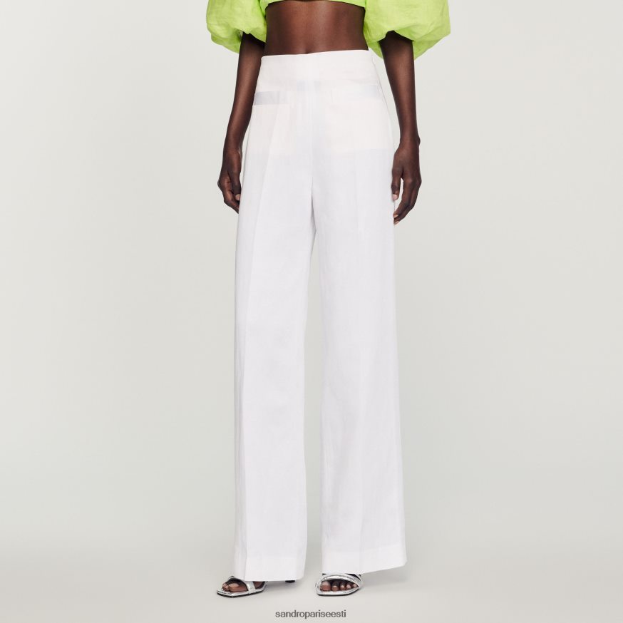 Sandro Paris kehakate naised laia säärega püksid BN4RF181 valge