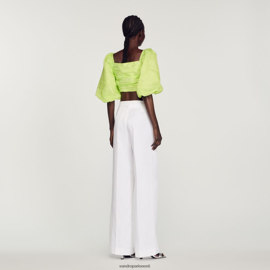 Sandro Paris kehakate naised laia säärega püksid BN4RF181 valge