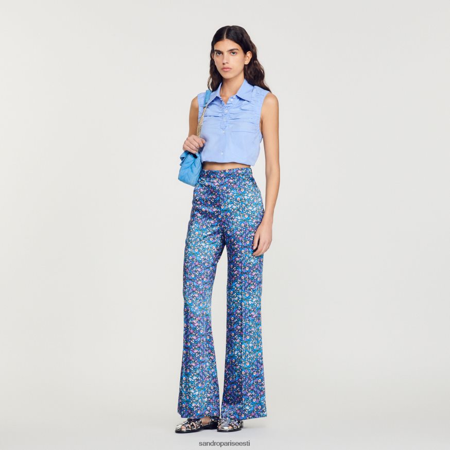 Sandro Paris kehakate naised lillelised satiinpüksid BN4RF292 sinine/lilla