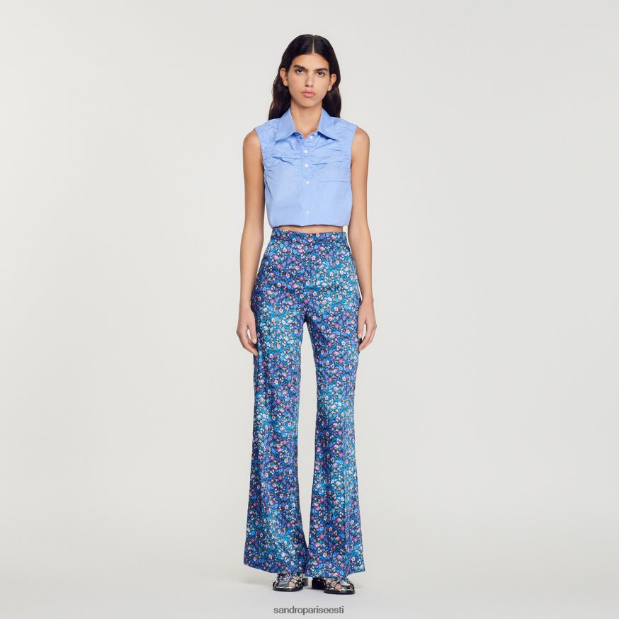 Sandro Paris kehakate naised lillelised satiinpüksid BN4RF292 sinine/lilla