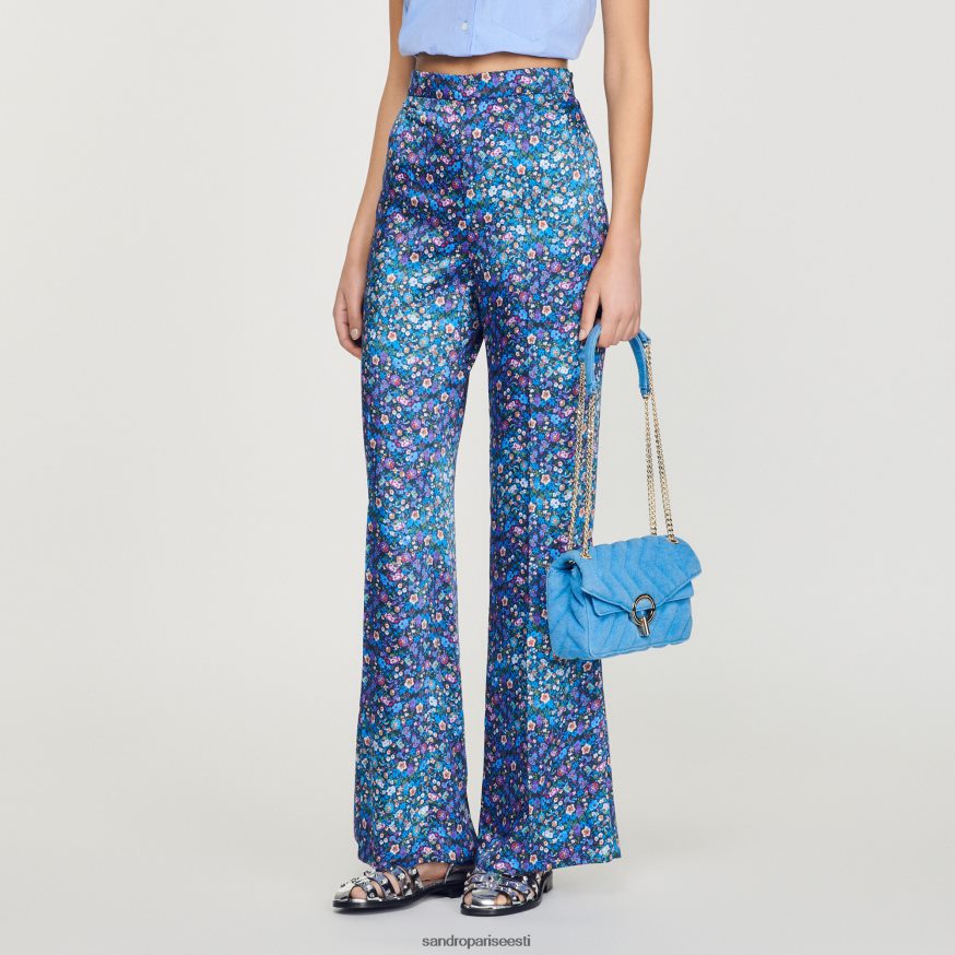 Sandro Paris kehakate naised lillelised satiinpüksid BN4RF292 sinine/lilla