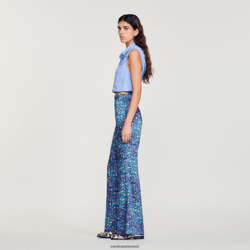 Sandro Paris kehakate naised lillelised satiinpüksid BN4RF292 sinine/lilla