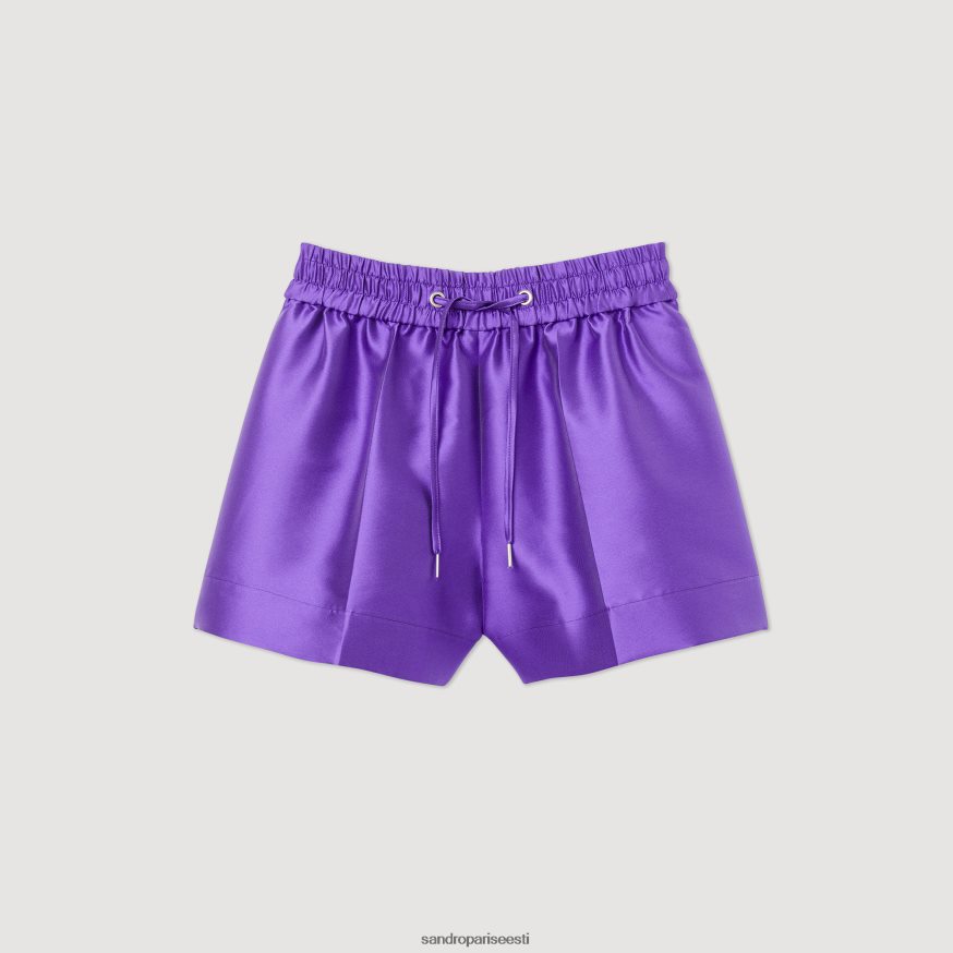 Sandro Paris kehakate naised satiinsed laia säärega lühikesed püksid BN4RF210 lilla