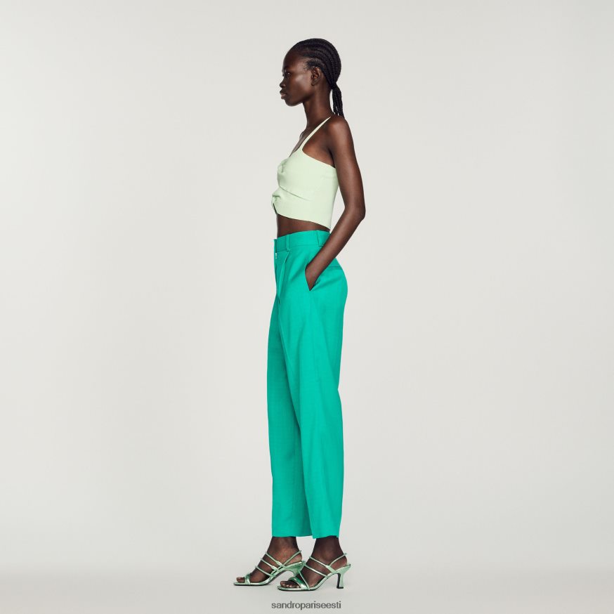 Sandro Paris kehakate naised sirge säärega püksid BN4RF280 emeraude roheline