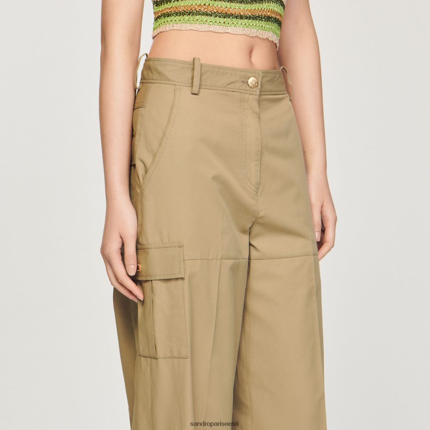 Sandro Paris kehakate naised taskutega püksid BN4RF171 oliiviroheline