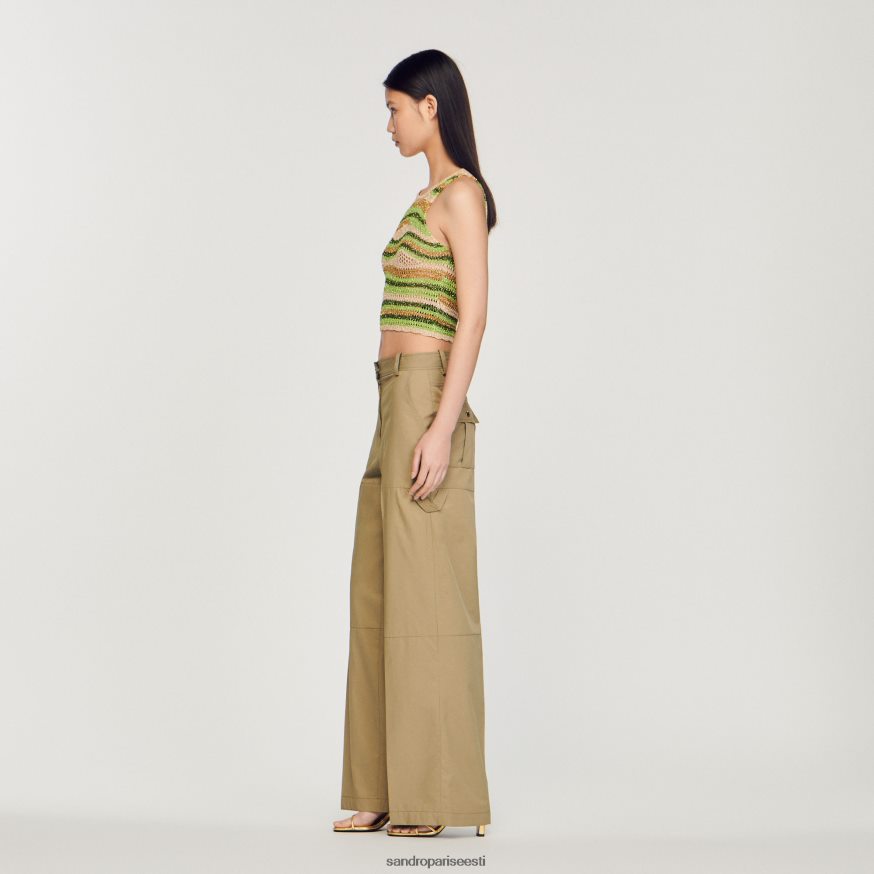 Sandro Paris kehakate naised taskutega püksid BN4RF171 oliiviroheline