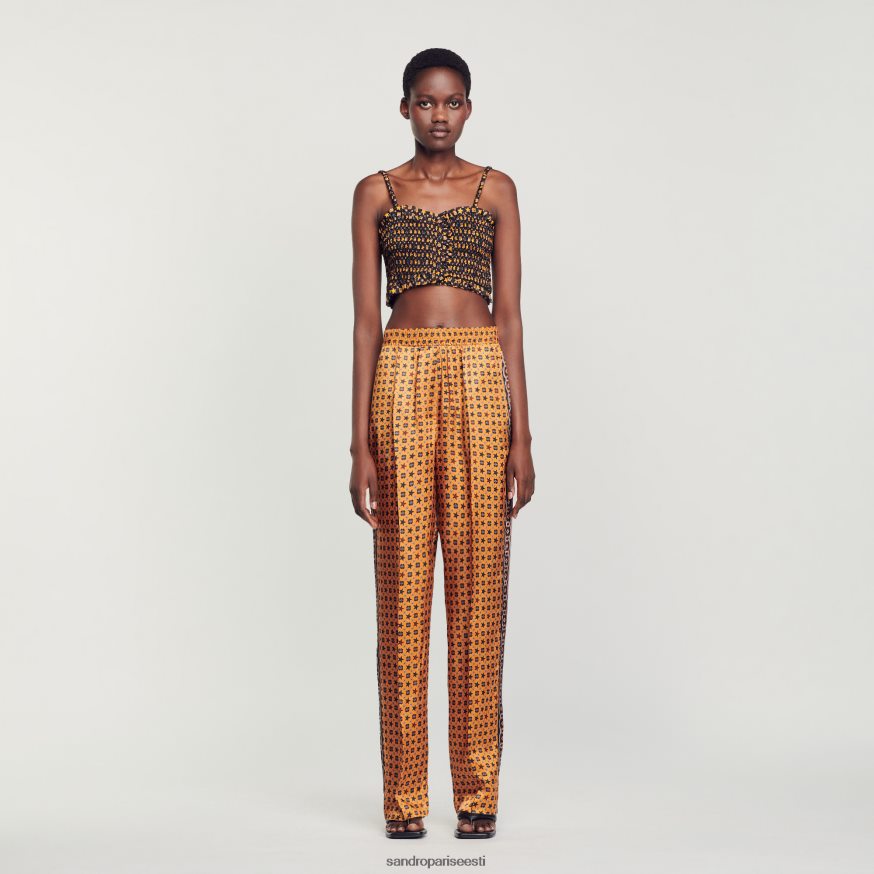 Sandro Paris kehakate naised trükitud satiinpüksid BN4RF73 vask/must