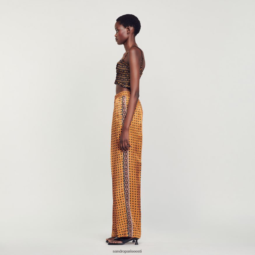 Sandro Paris kehakate naised trükitud satiinpüksid BN4RF73 vask/must