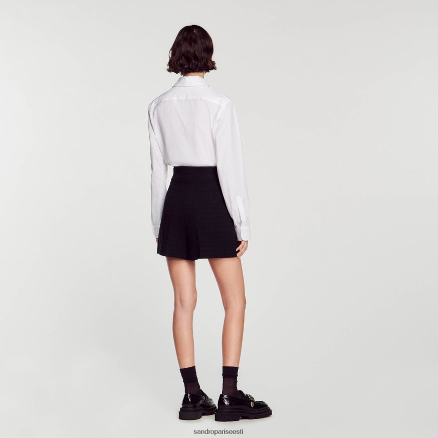 Sandro Paris kehakate naised tviid kõrge vöökohaga lühikesed püksid BN4RF149 must