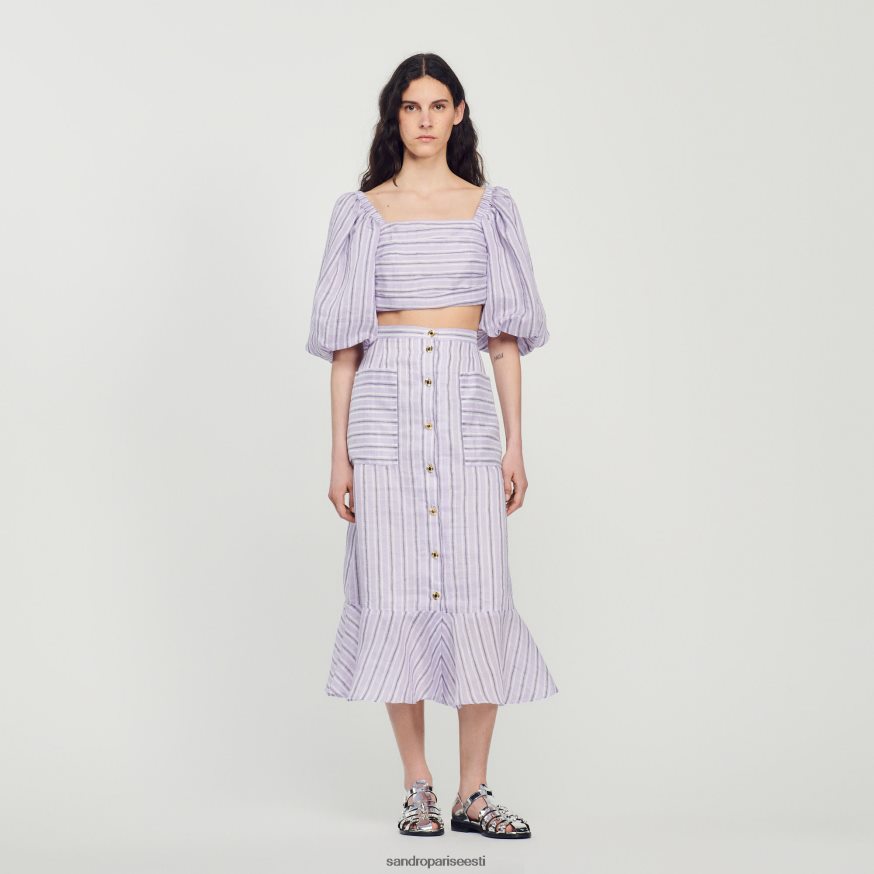 Sandro Paris kehakate naised a-jooneline triibuline seelik BN4RF307 lilla/must