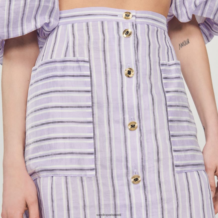 Sandro Paris kehakate naised a-jooneline triibuline seelik BN4RF307 lilla/must