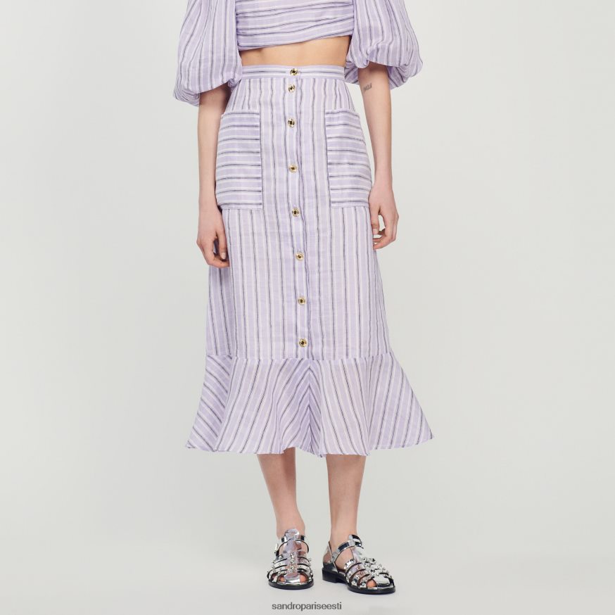 Sandro Paris kehakate naised a-jooneline triibuline seelik BN4RF307 lilla/must