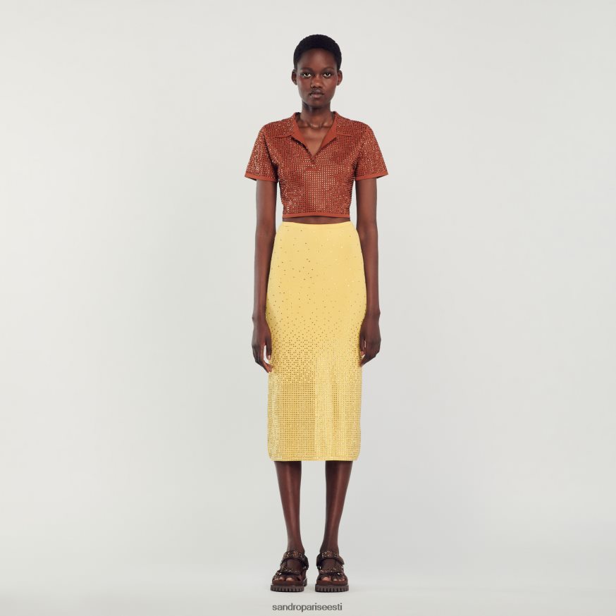 Sandro Paris kehakate naised kivist kaunistustega midiseelik BN4RF75 kollane