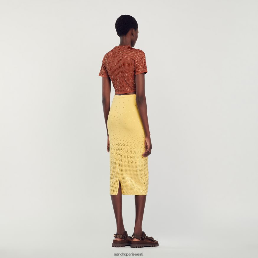 Sandro Paris kehakate naised kivist kaunistustega midiseelik BN4RF75 kollane