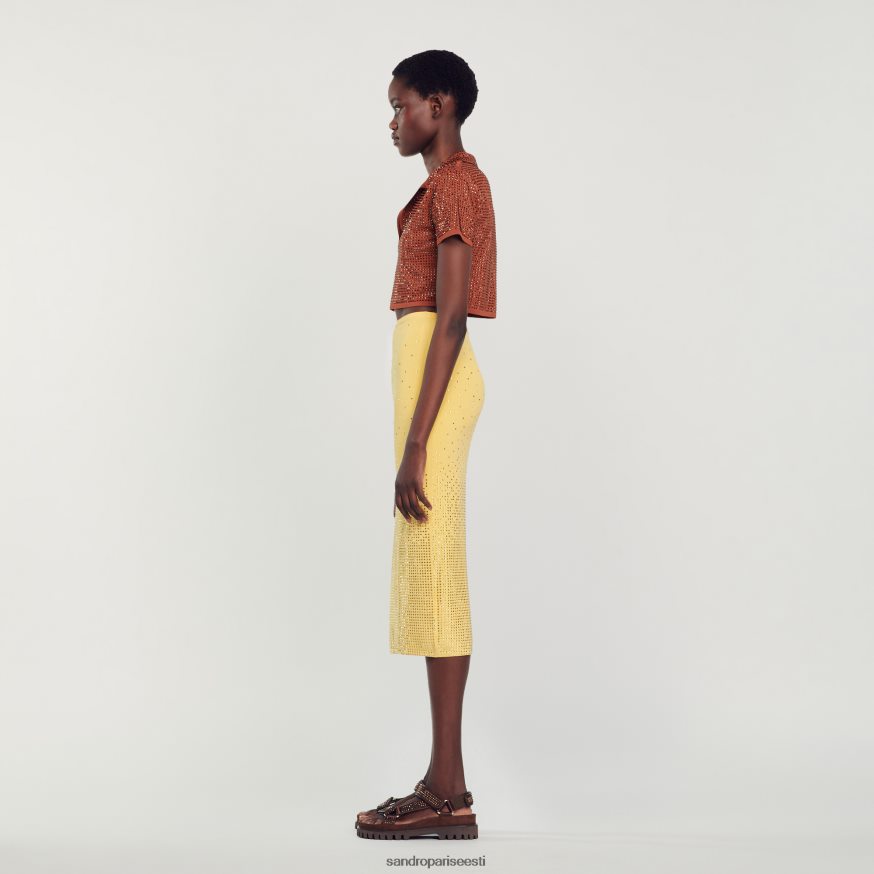 Sandro Paris kehakate naised kivist kaunistustega midiseelik BN4RF75 kollane