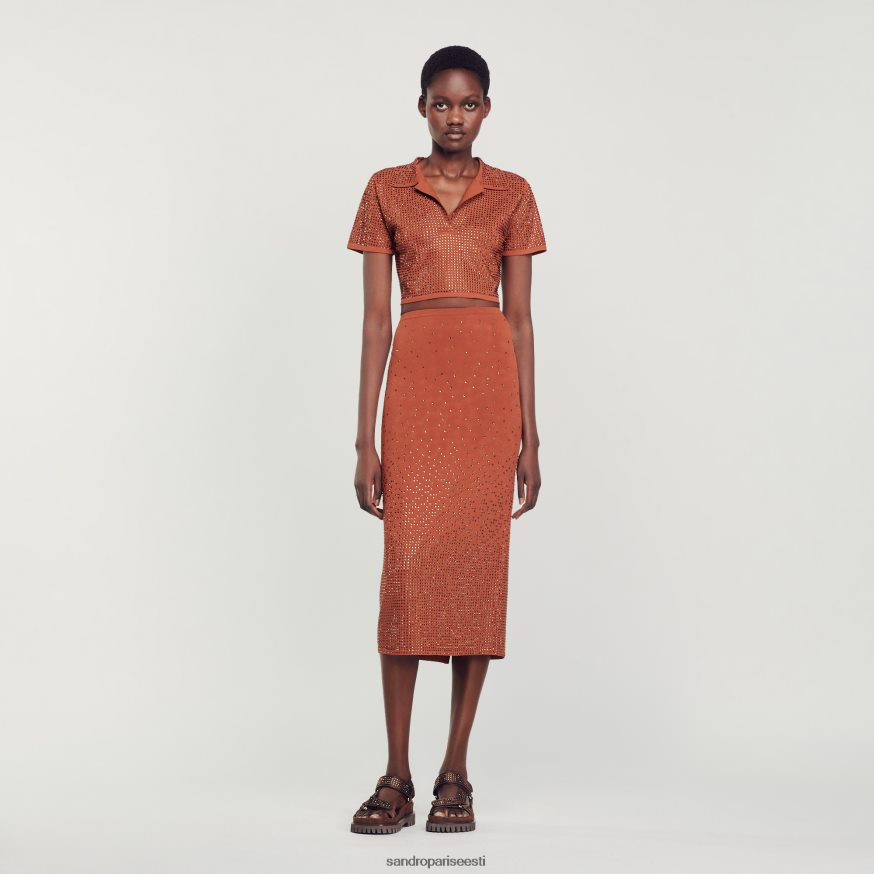 Sandro Paris kehakate naised kivist kaunistustega midiseelik BN4RF76 pruun