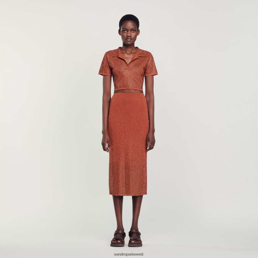 Sandro Paris kehakate naised kivist kaunistustega midiseelik BN4RF76 pruun