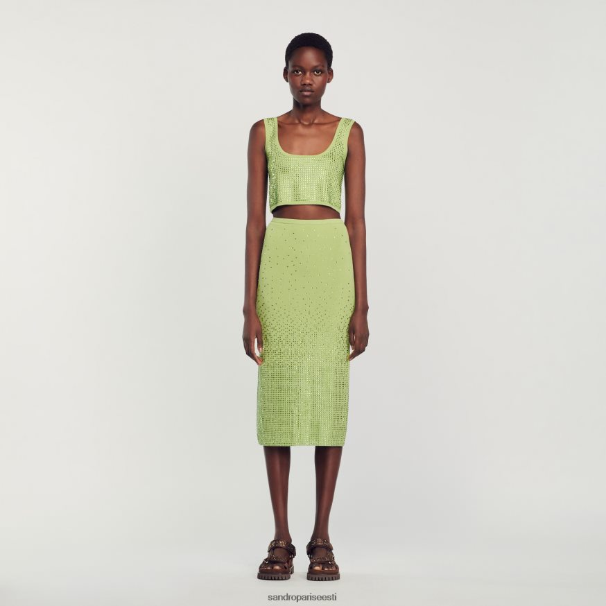 Sandro Paris kehakate naised kivist kaunistustega midiseelik BN4RF77 kerge kaki