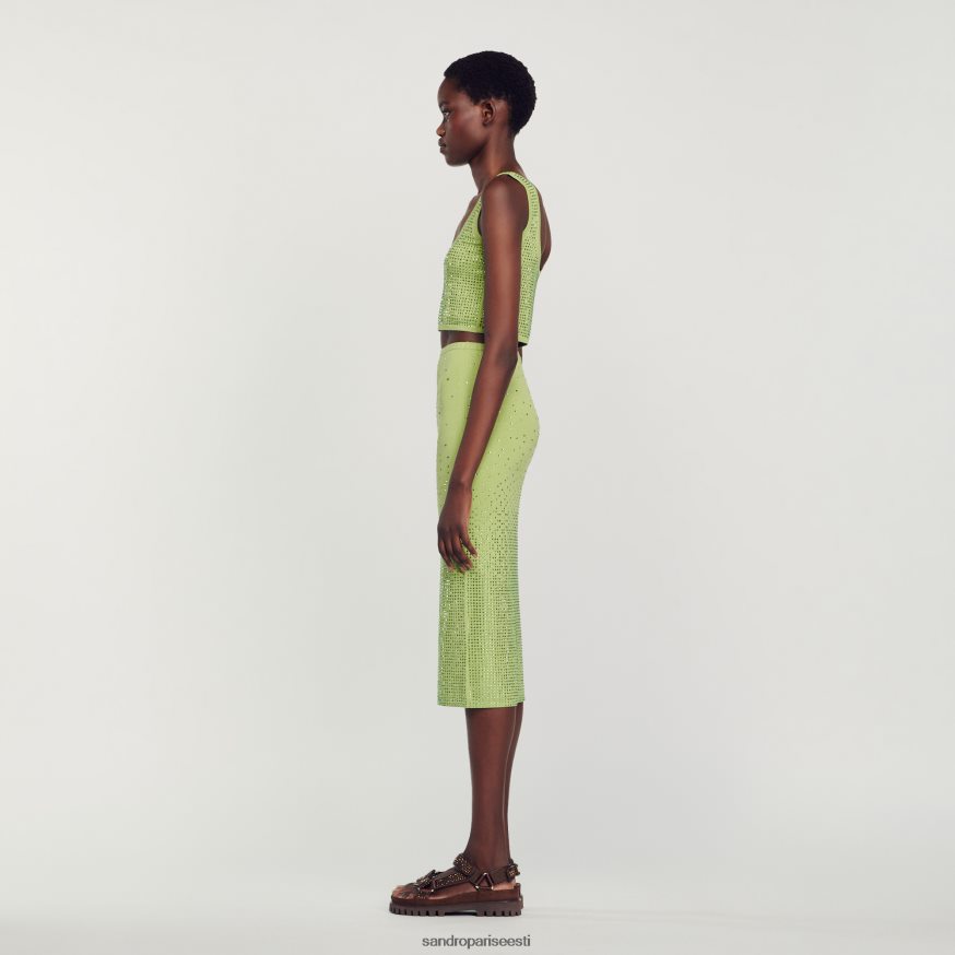 Sandro Paris kehakate naised kivist kaunistustega midiseelik BN4RF77 kerge kaki