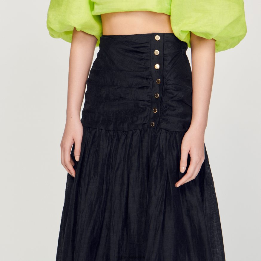 Sandro Paris kehakate naised kokku kogutud pikk seelik BN4RF197 must