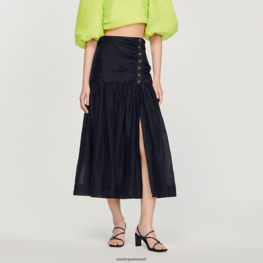 Sandro Paris kehakate naised kokku kogutud pikk seelik BN4RF197 must
