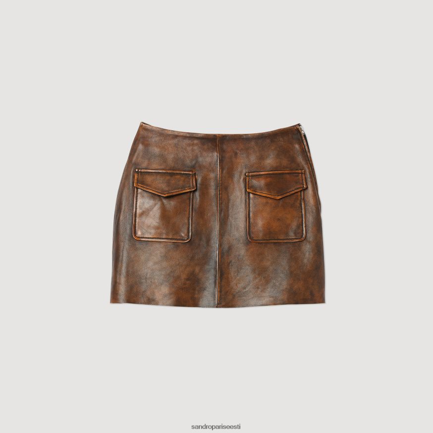 Sandro Paris kehakate naised lühike hädas nahast seelik BN4RF453 must pruun