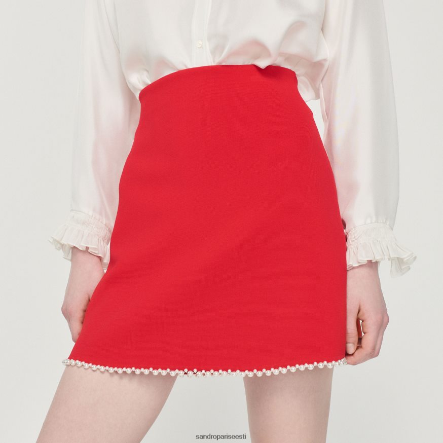 Sandro Paris kehakate naised lühike helmestega seelik BN4RF244 punane
