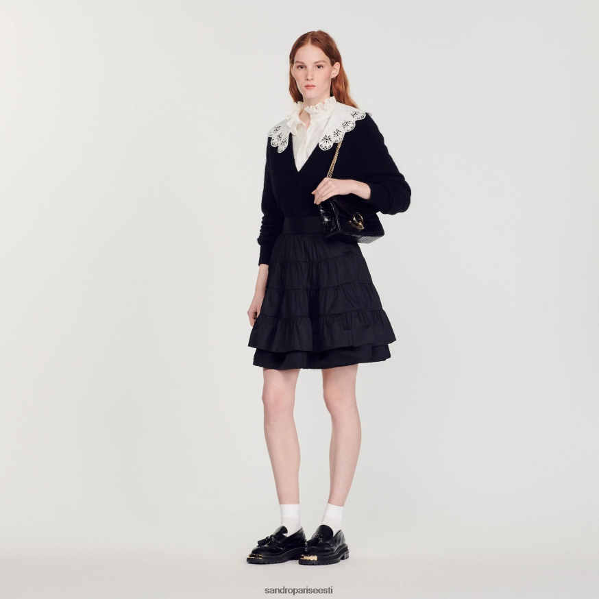 Sandro Paris kehakate naised lühike kahest materjalist seelik BN4RF162 must