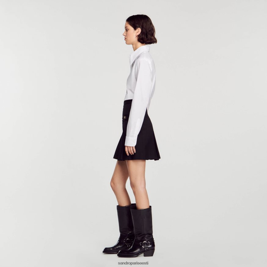 Sandro Paris kehakate naised lühike õmmeldud voltidega seelik BN4RF99 must