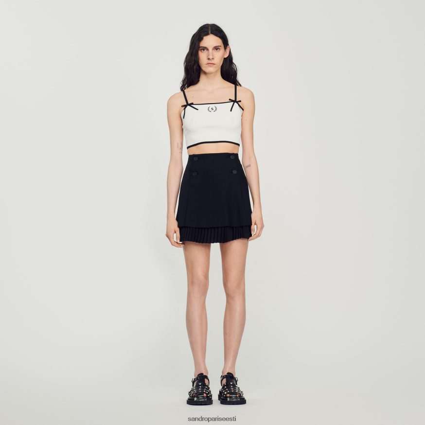 Sandro Paris kehakate naised lühike plisseeritud efektiga seelik BN4RF174 must