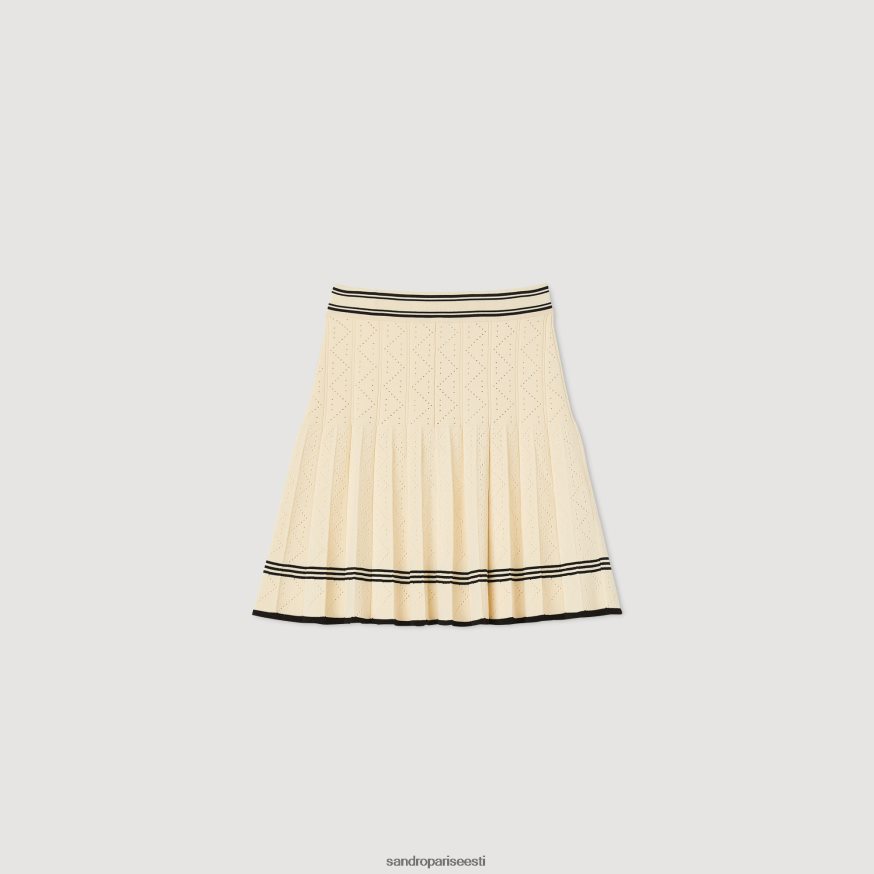Sandro Paris kehakate naised lühike plisseeritud kootud seelik BN4RF2 ekru