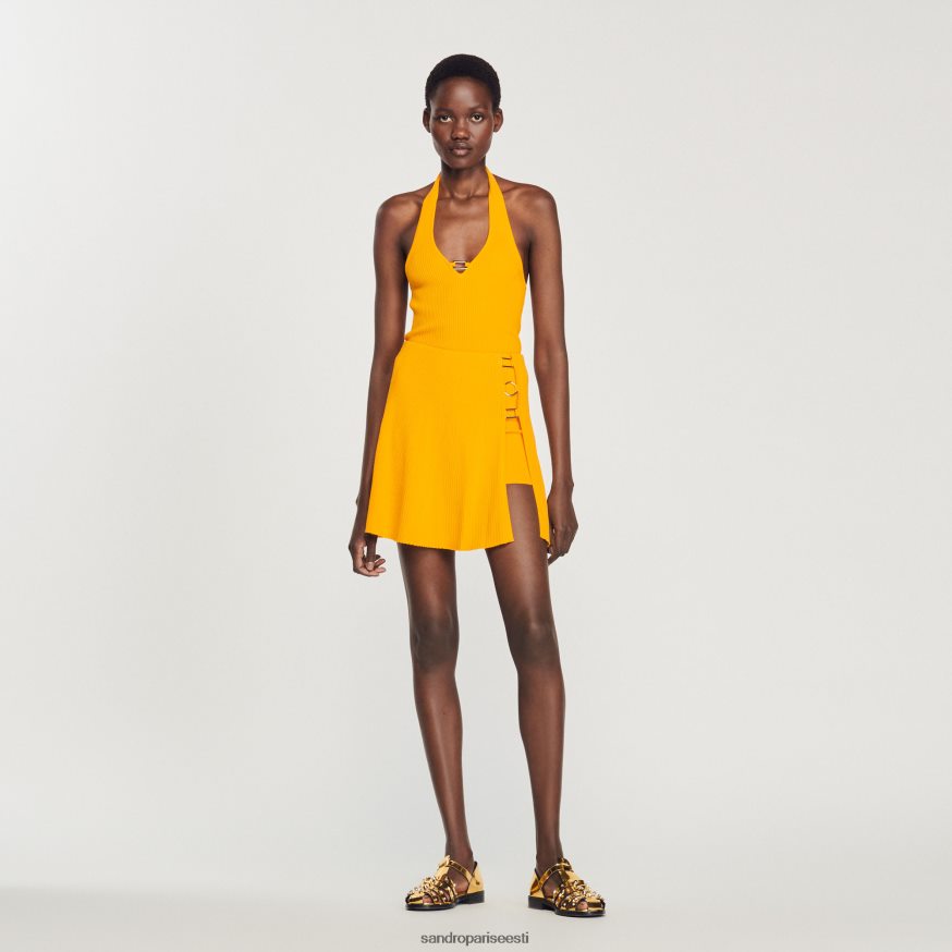 Sandro Paris kehakate naised lühike rõngasdetailidega kootud seelik BN4RF320 oranž