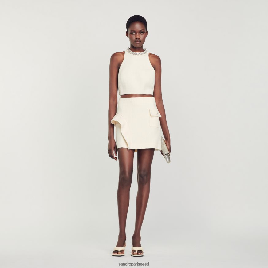 Sandro Paris kehakate naised lühike volangiga seelik BN4RF46 ekru