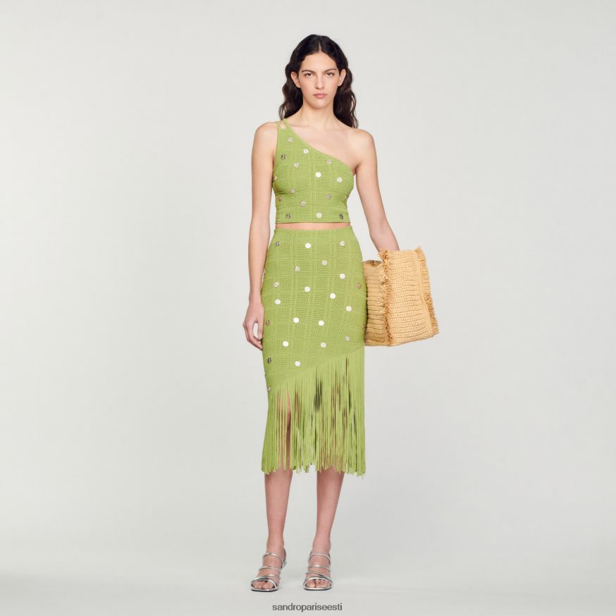 Sandro Paris kehakate naised narmastega kootud seelik BN4RF133 oliiviroheline