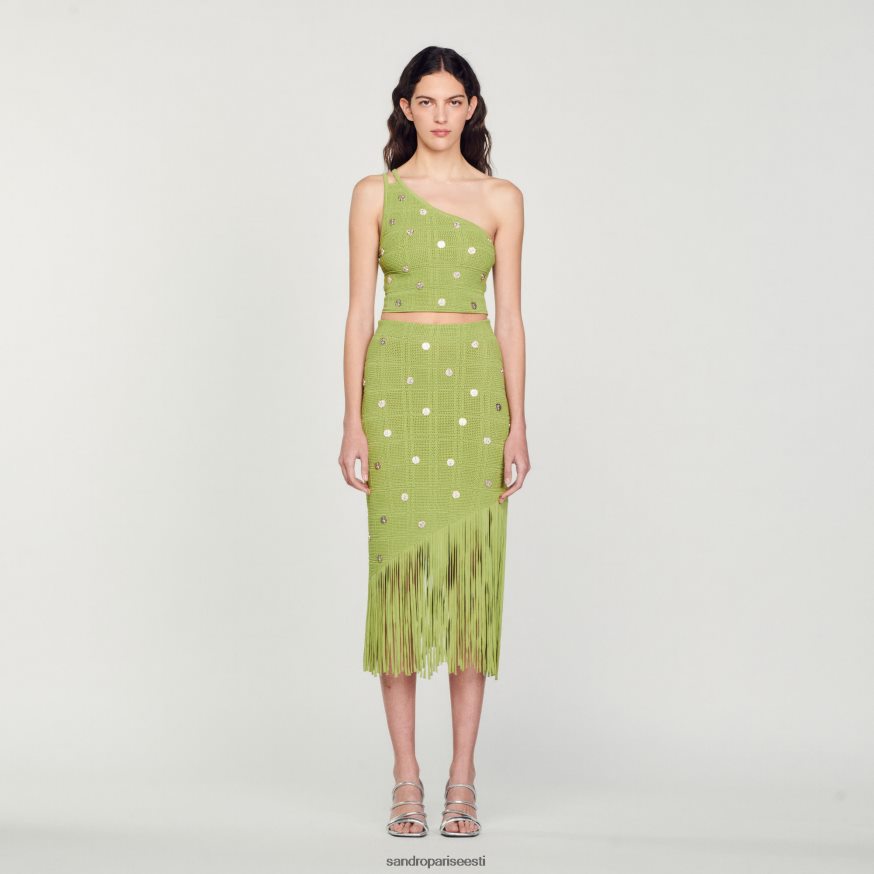 Sandro Paris kehakate naised narmastega kootud seelik BN4RF133 oliiviroheline