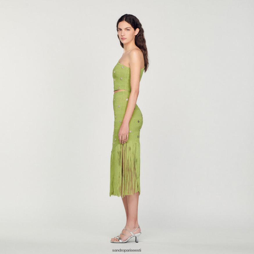 Sandro Paris kehakate naised narmastega kootud seelik BN4RF133 oliiviroheline