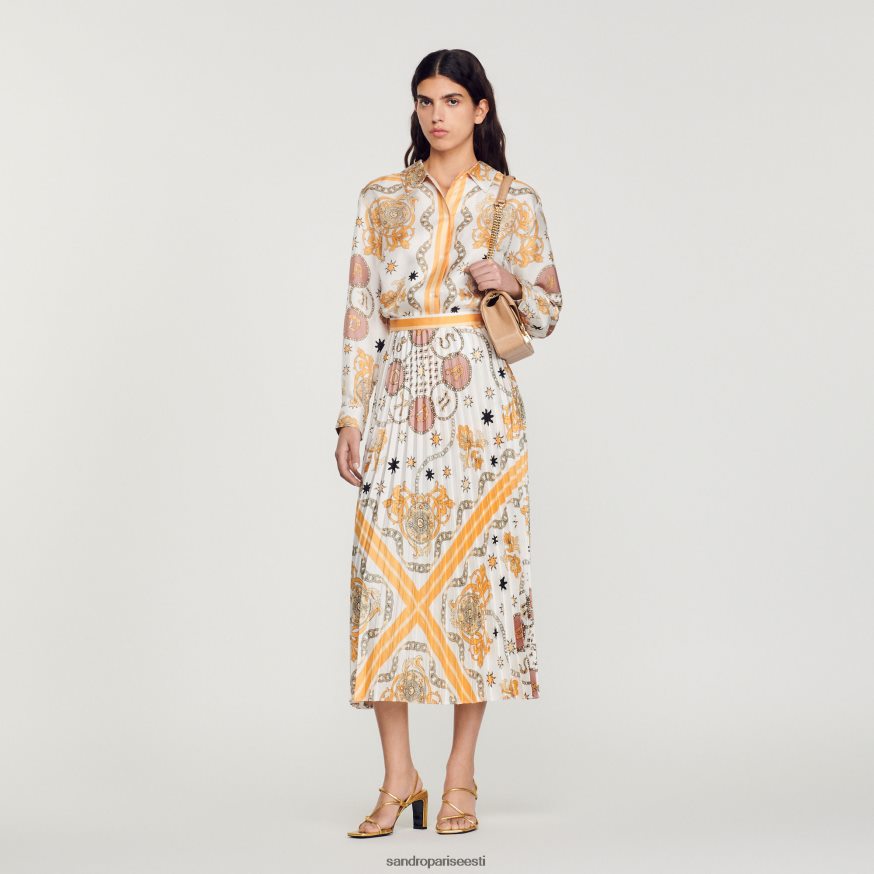 Sandro Paris kehakate naised salliprindiga plisseeritud seelik BN4RF324 ekru