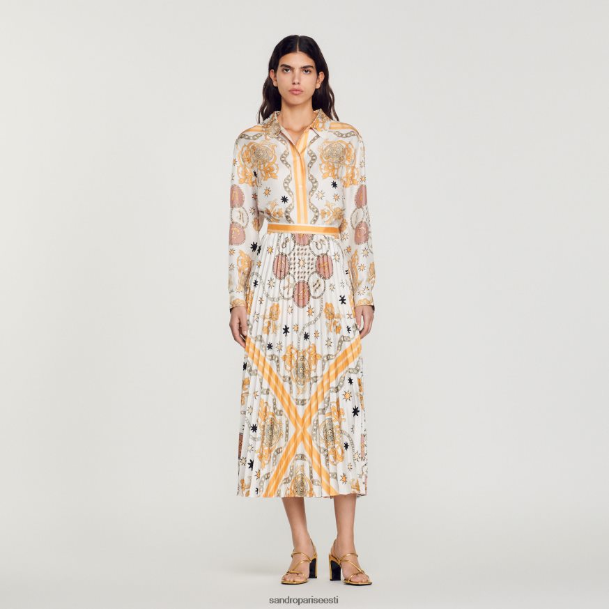 Sandro Paris kehakate naised salliprindiga plisseeritud seelik BN4RF324 ekru