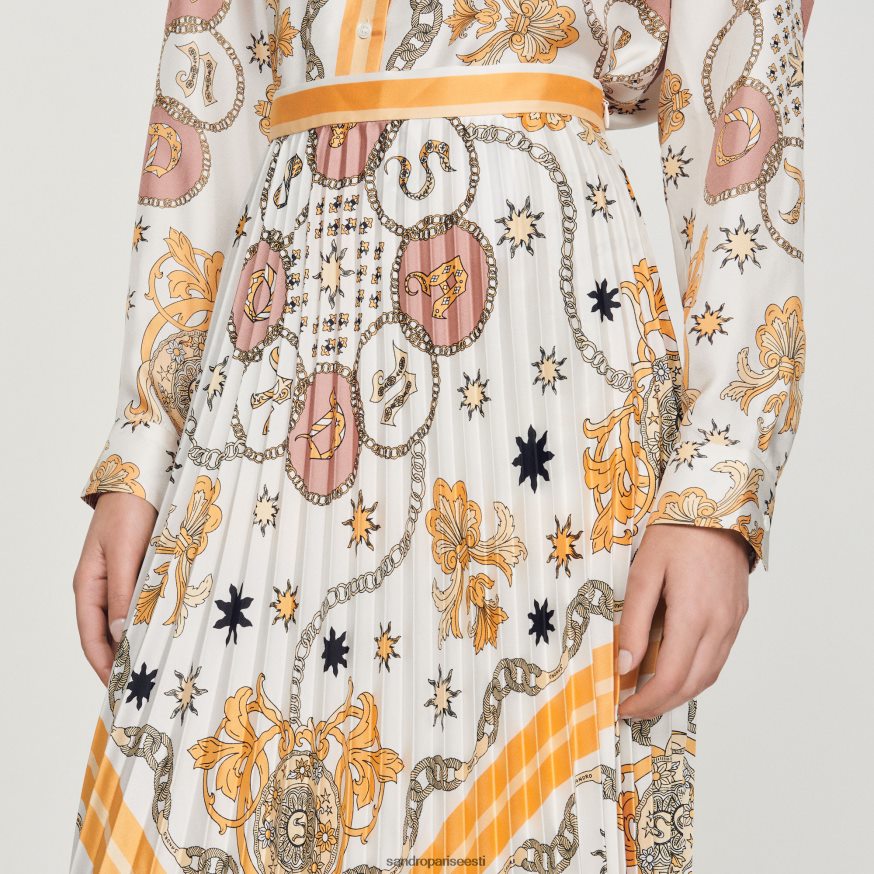 Sandro Paris kehakate naised salliprindiga plisseeritud seelik BN4RF324 ekru