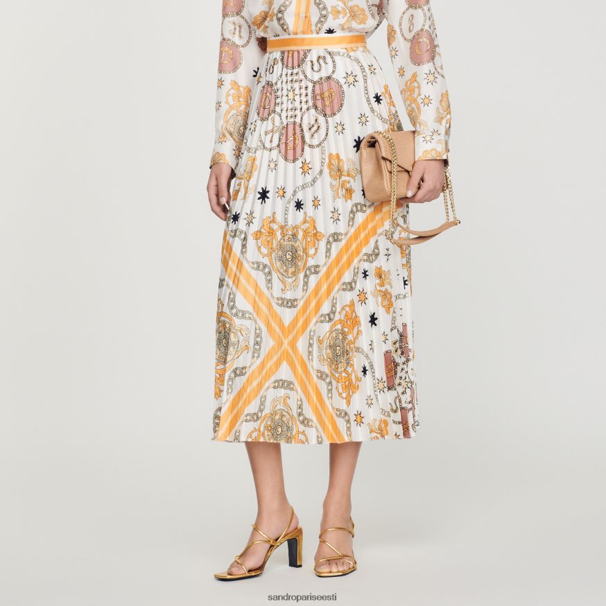 Sandro Paris kehakate naised salliprindiga plisseeritud seelik BN4RF324 ekru