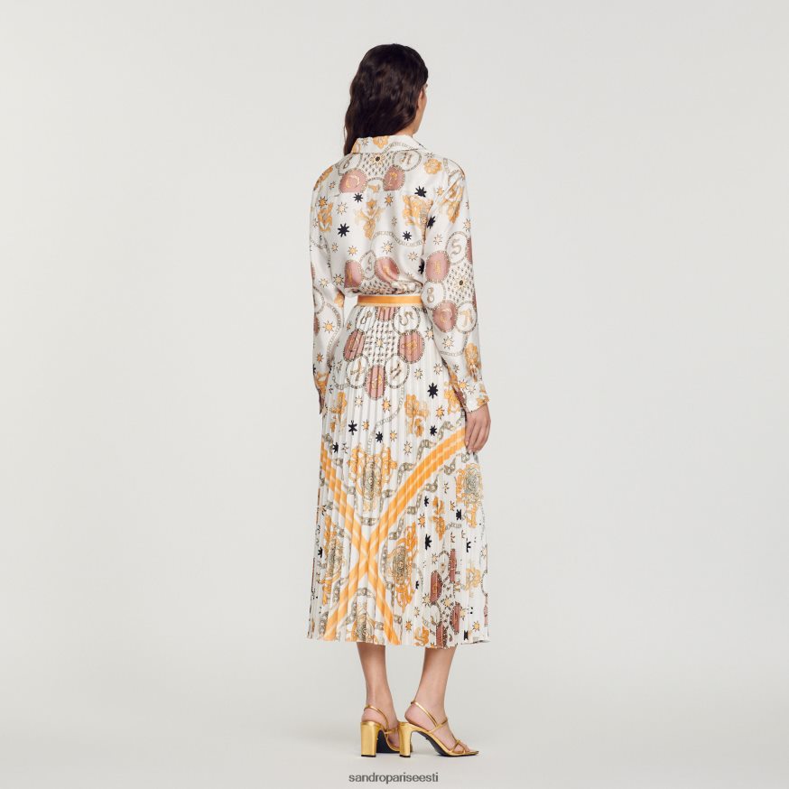 Sandro Paris kehakate naised salliprindiga plisseeritud seelik BN4RF324 ekru