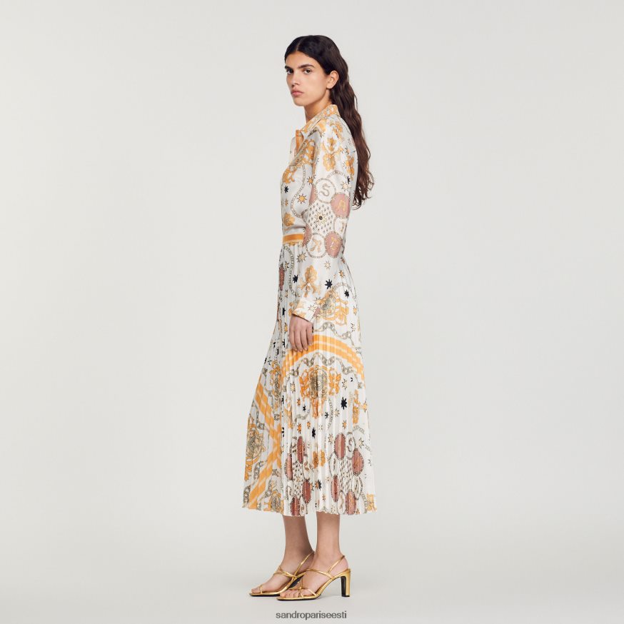 Sandro Paris kehakate naised salliprindiga plisseeritud seelik BN4RF324 ekru