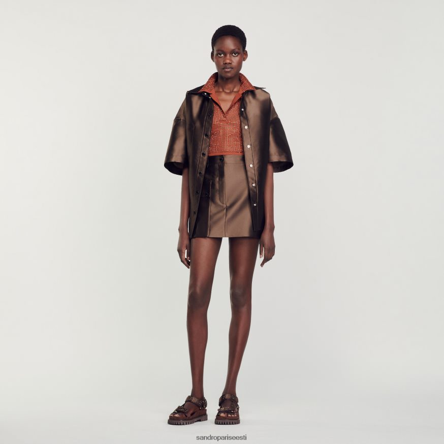 Sandro Paris kehakate naised satiinist lühike seelik BN4RF83 pruun