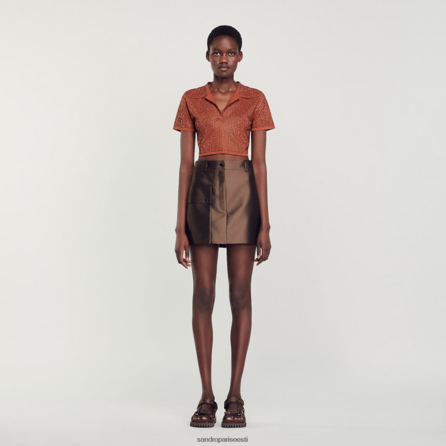 Sandro Paris kehakate naised satiinist lühike seelik BN4RF83 pruun